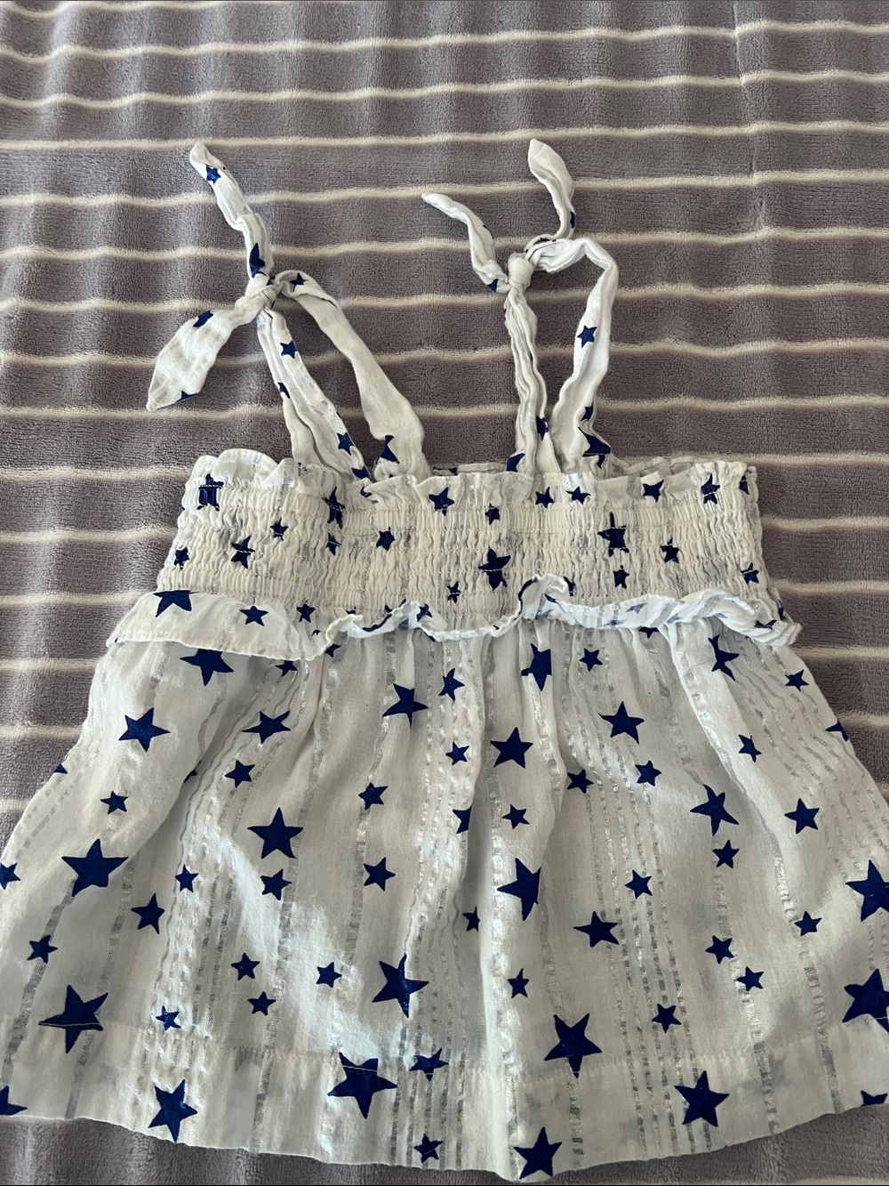 Crewcuts White Tank Top with Navy Star Print